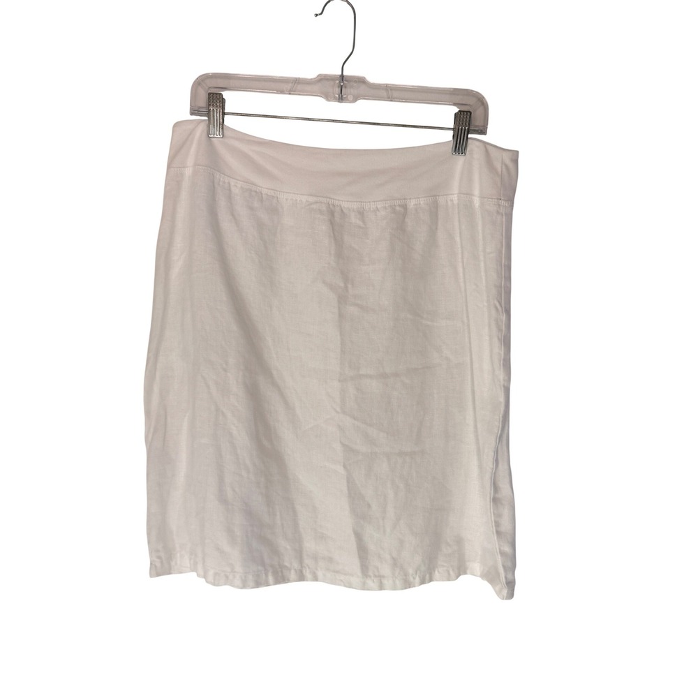 Cut Loose Skirt Women's White Linen Lagenlook Coastal Yacht Neutral Large